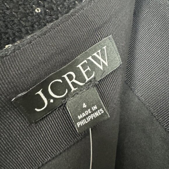 NWT J Crew Natasha A-Line Mini Skirt Sequin Tweed Black Women 4 Business Casual - Picture 7 of 10